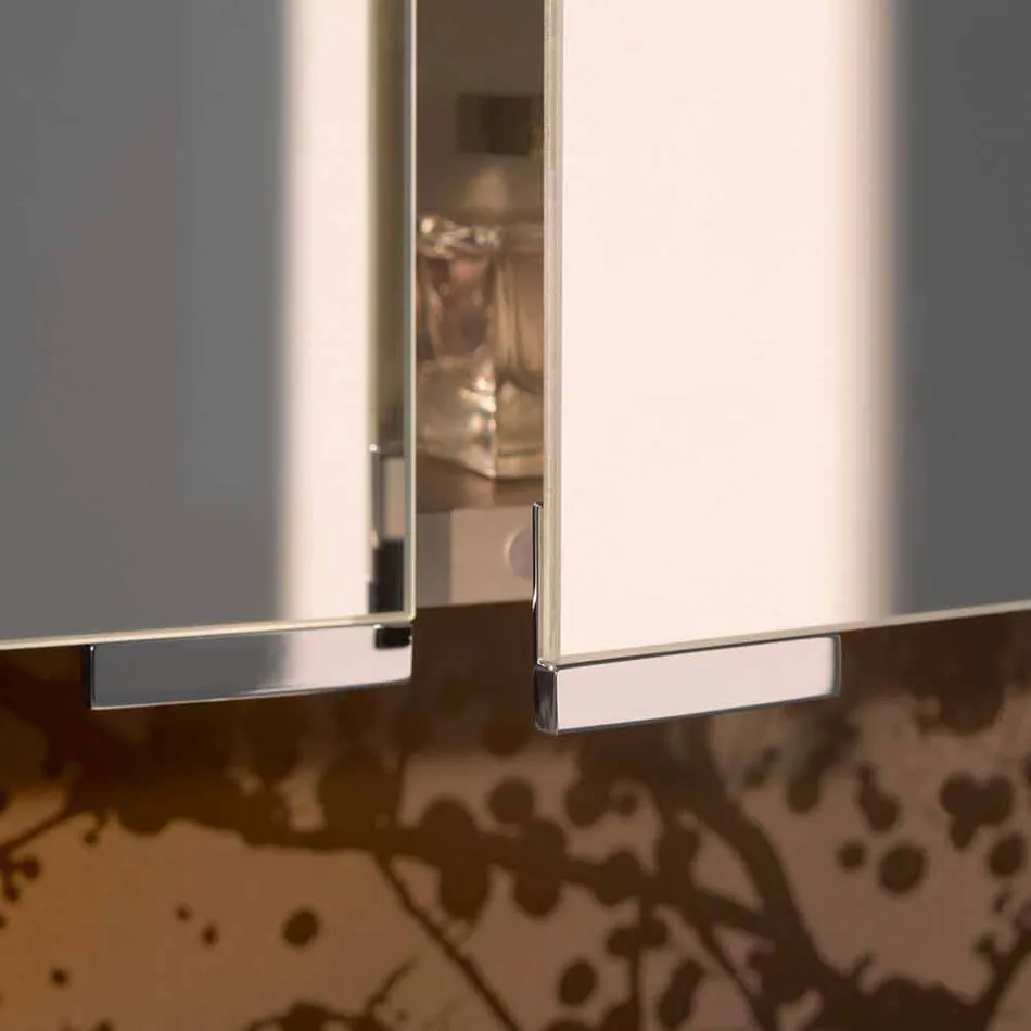 Espelho recipiente moderno com 3 portas de cristal e 3 luzes LED - Maxi Viadurini