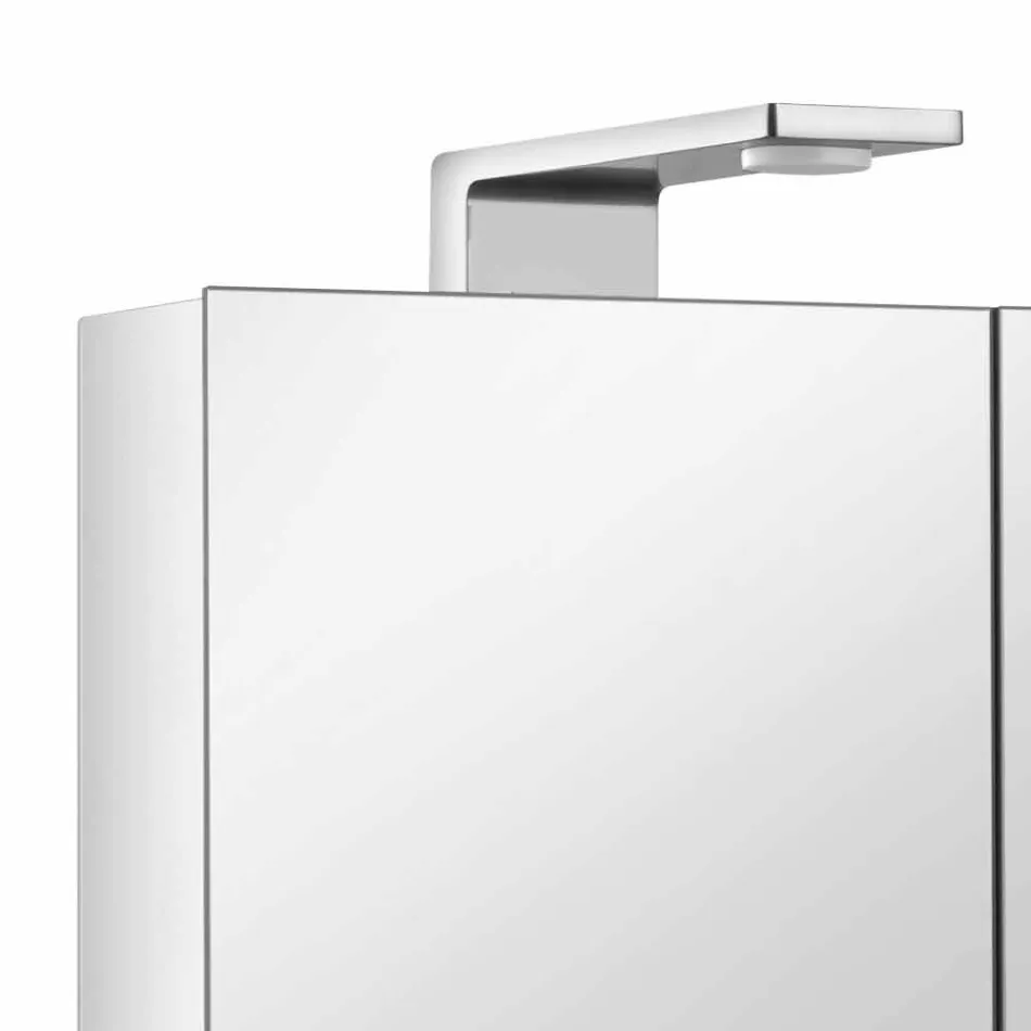 Espelho recipiente moderno com 3 portas de cristal e 3 luzes LED - Maxi Viadurini