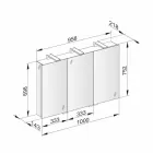 Espelho recipiente moderno com 3 portas de cristal e 3 luzes LED - Maxi Viadurini