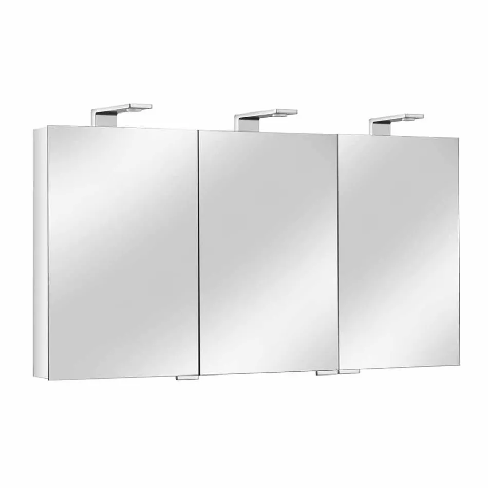 Espelho recipiente moderno com 3 portas de cristal e 3 luzes LED - Maxi Viadurini