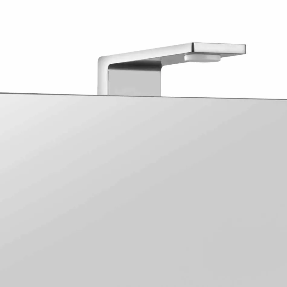 Espelho de armazenamento moderno com porta de cristal e detalhes cromados - Maxi Viadurini