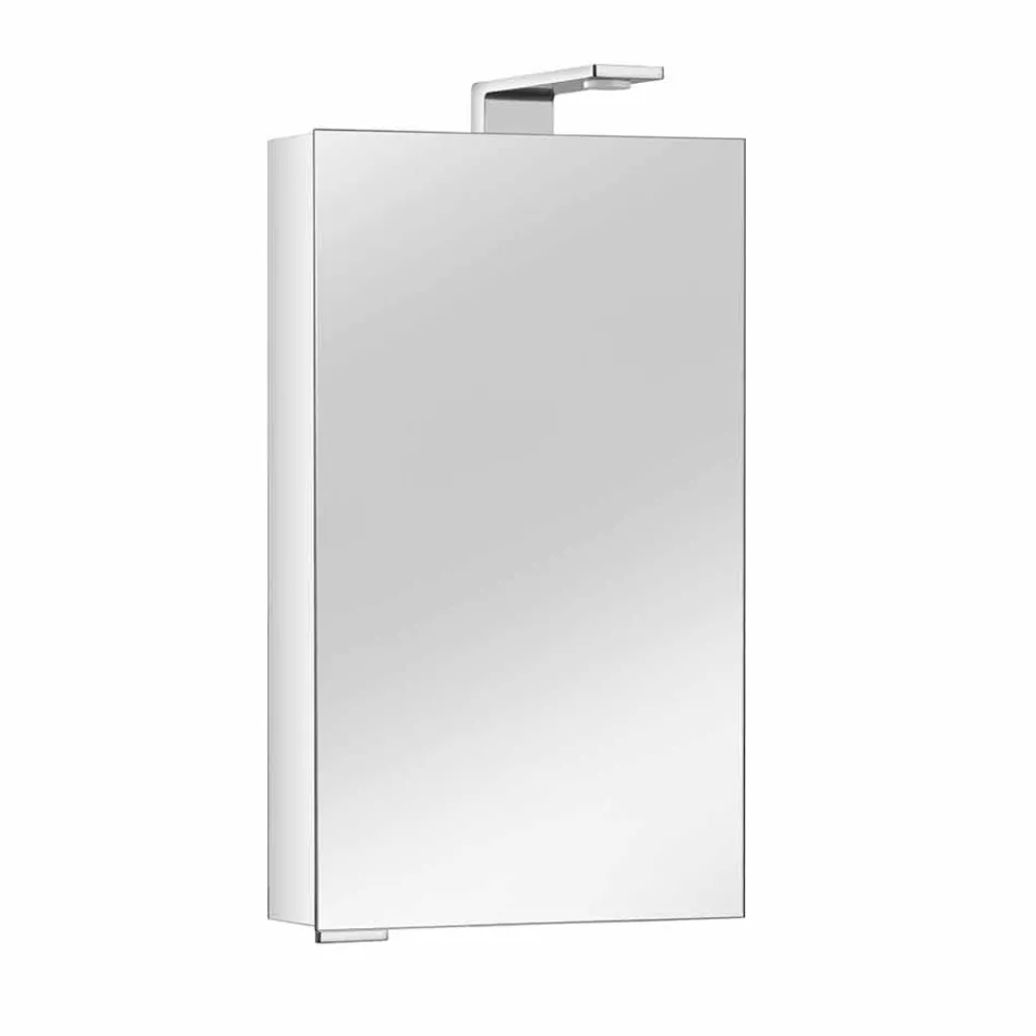 Espelho de armazenamento moderno com porta de cristal e detalhes cromados - Maxi Viadurini