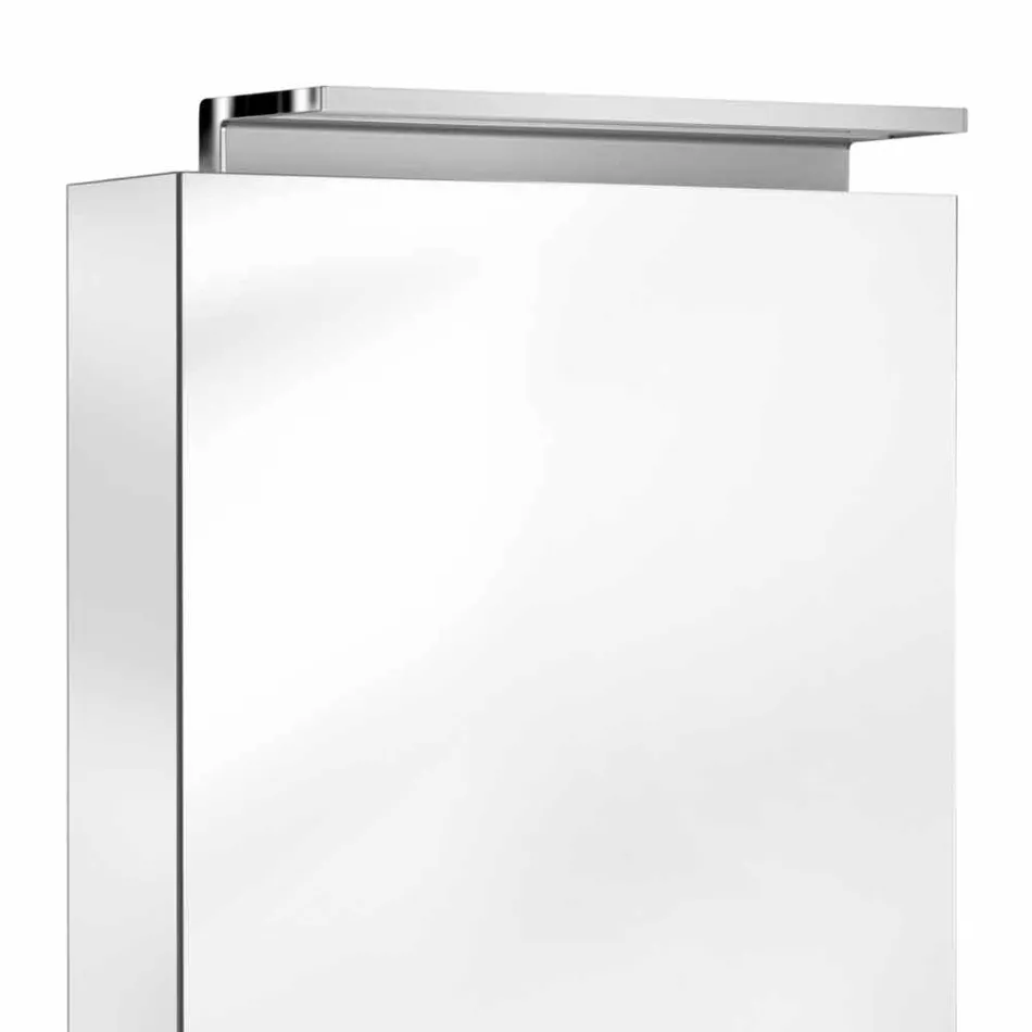 Espelho de armazenamento moderno com prateleiras de cristal e luz LED - Bramo Viadurini