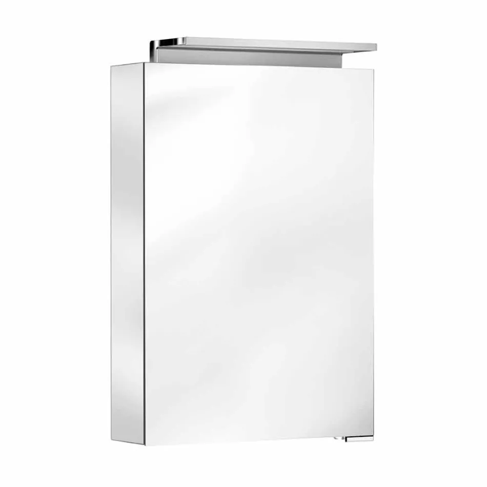 Espelho de armazenamento moderno com prateleiras de cristal e luz LED - Bramo Viadurini