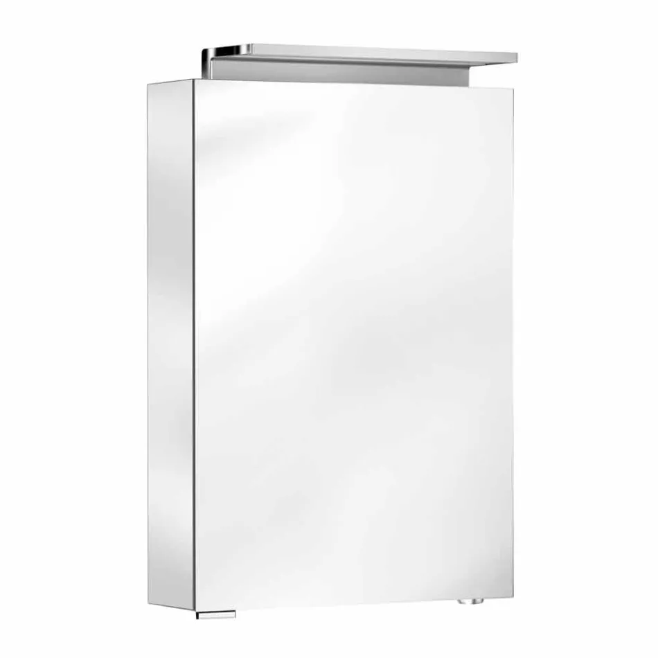 Espelho de armazenamento moderno com prateleiras de cristal e luz LED - Bramo Viadurini