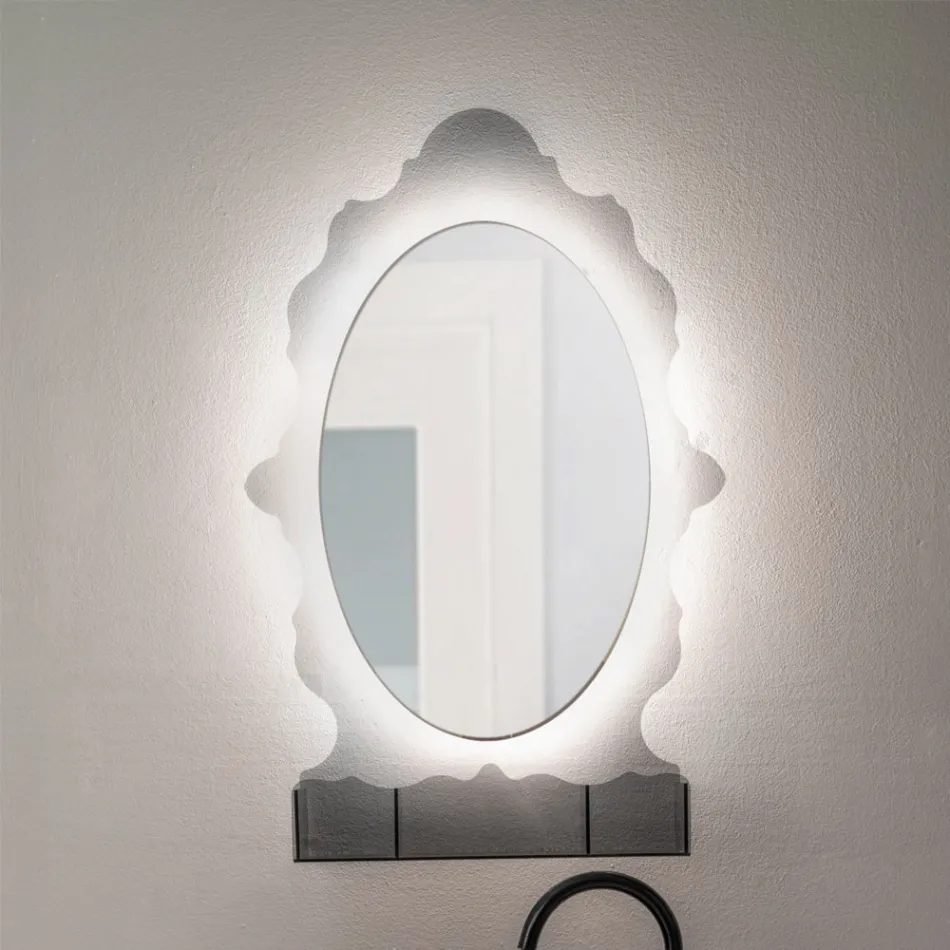Armário com espelho em acrílico retroiluminado, fabricado na Itália - Leira Viadurini