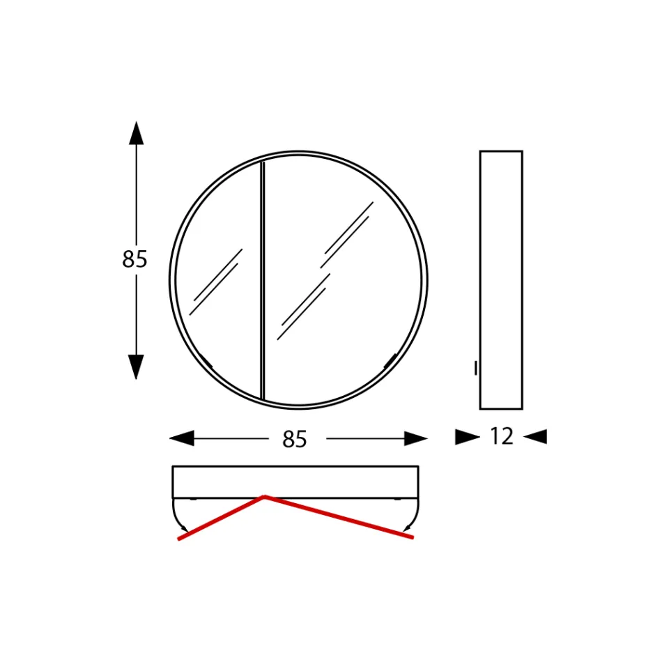Recipiente de espelho redondo de metal com espelho duplo fabricado na Itália - Charles Viadurini