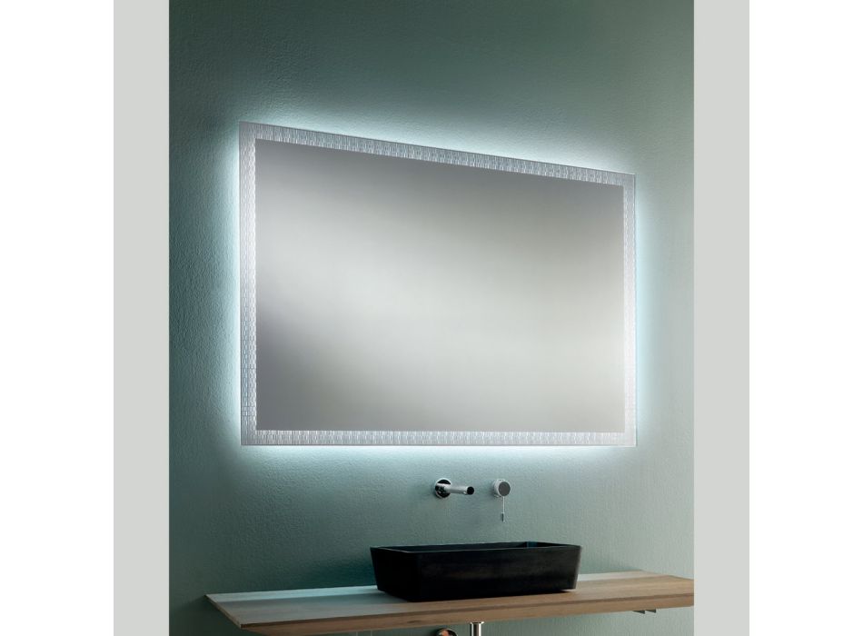 Espelho de banheiro com decorações gravadas a laser fabricado na Itália - Freud Viadurini