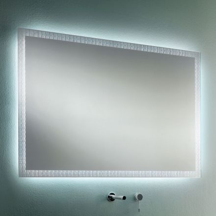 Espelho de banheiro com decorações gravadas a laser fabricado na Itália - Freud Viadurini