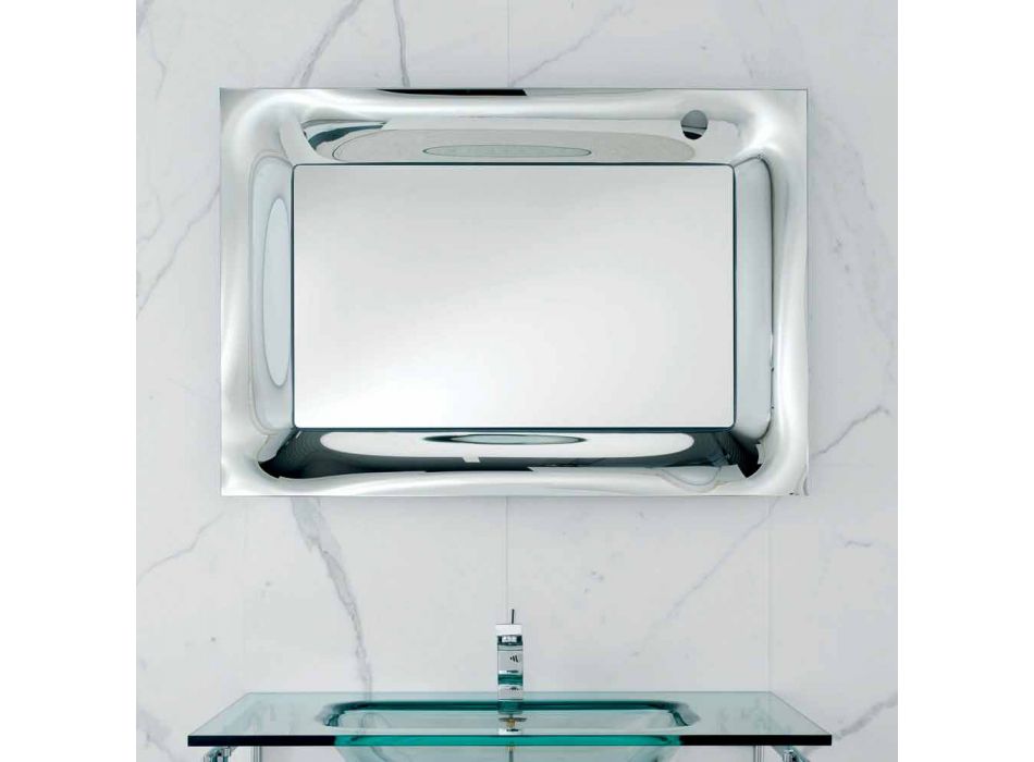 Espelho para banheiro Arin moldura de alumínio fundido prateado Viadurini