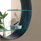 Espelho de banheiro metálico com 2 prateleiras de vidro fabricado na Itália - Einstein Viadurini