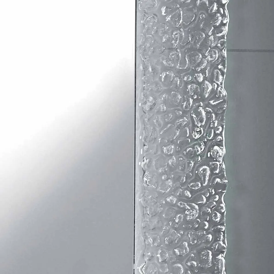 Espelho de banheiro contemporâneo com moldura de vidro decorativo e luzes LED Tara Viadurini