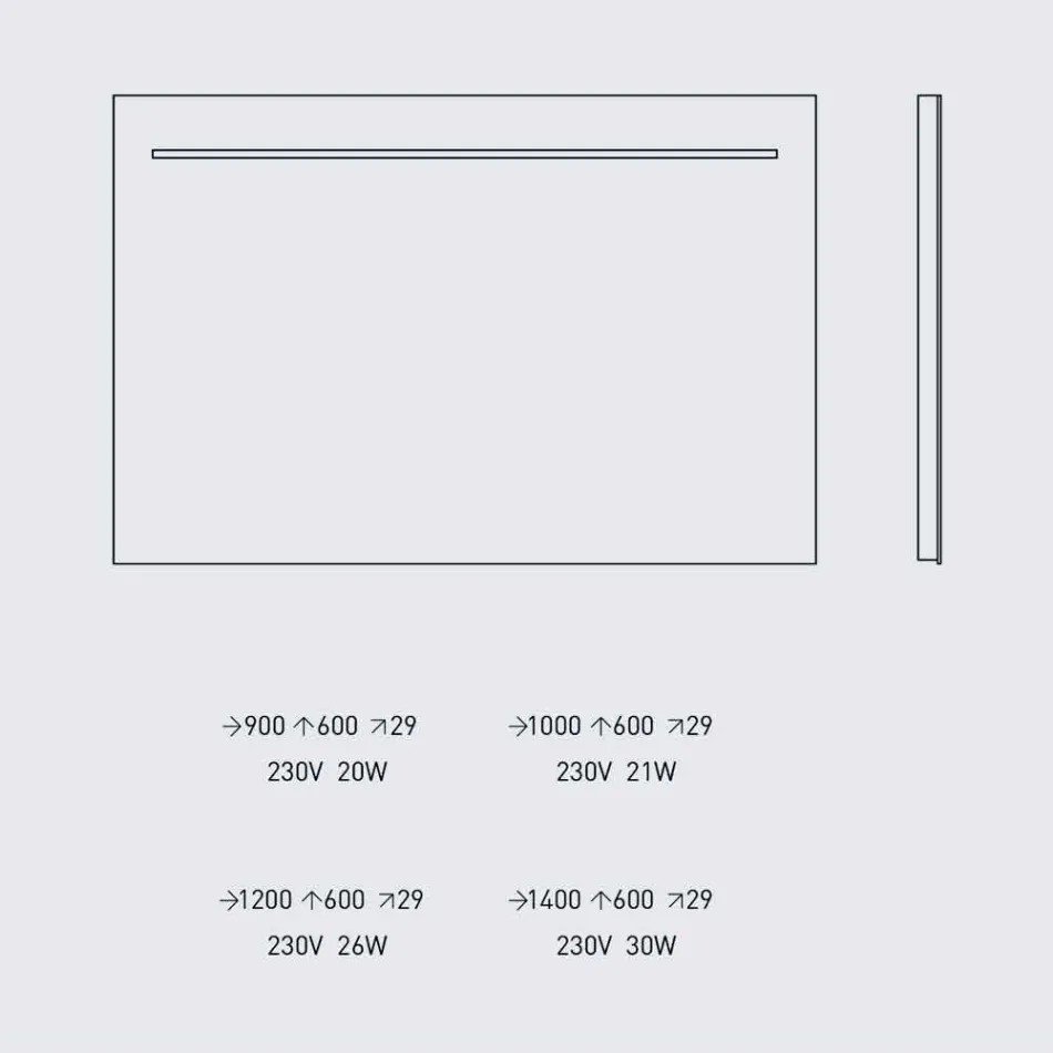 Espelho de parede moderno com luz LED e estrutura de aço feito na Itália - Yutta Viadurini