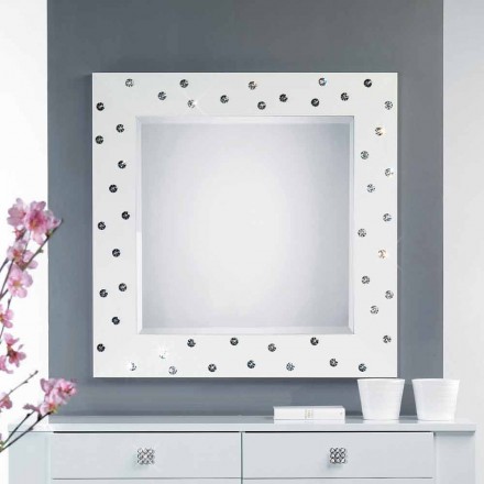 Espelho de parede branco com decorações de cristal Tiffany Swarovski Viadurini