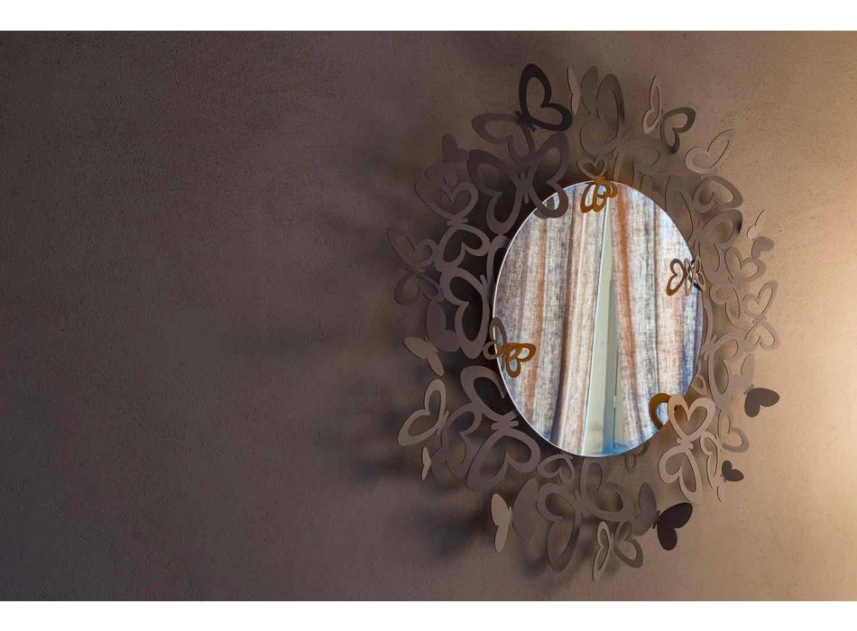 Espelho de parede circular de design moderno em ferro fabricado na Itália - Stelio Viadurini