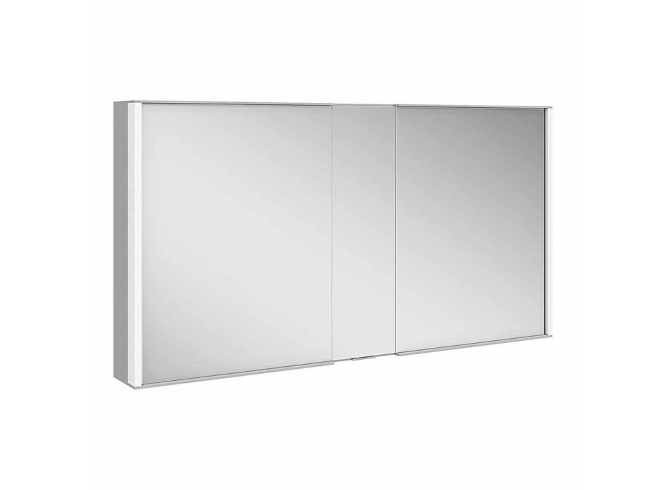 Espelho de parede moderno com 3 portas em alumínio pintado de prata - Demon Viadurini