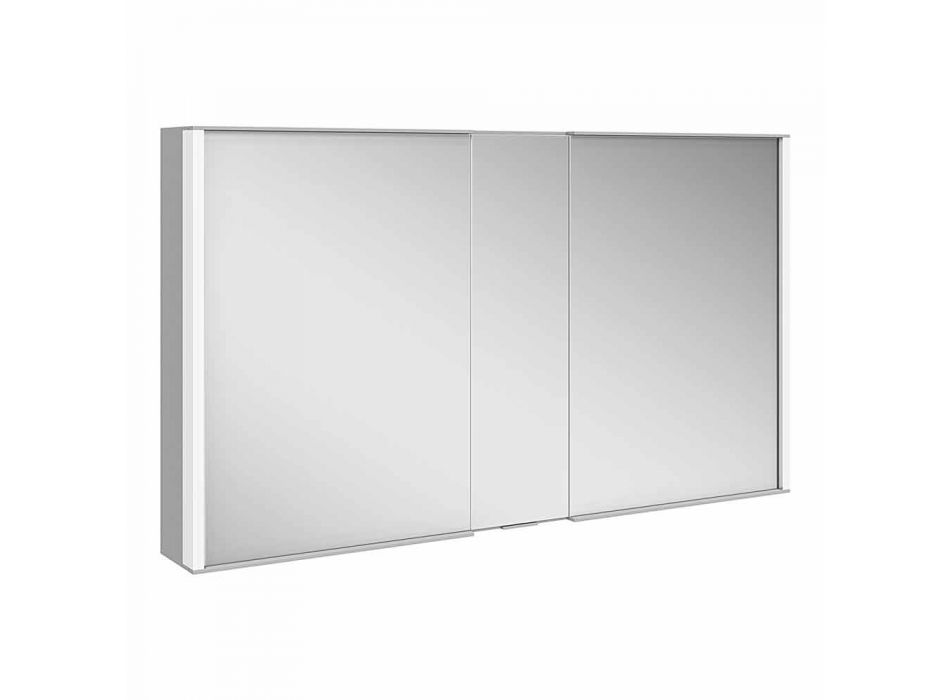 Espelho de parede moderno com 3 portas em alumínio pintado de prata - Demon Viadurini