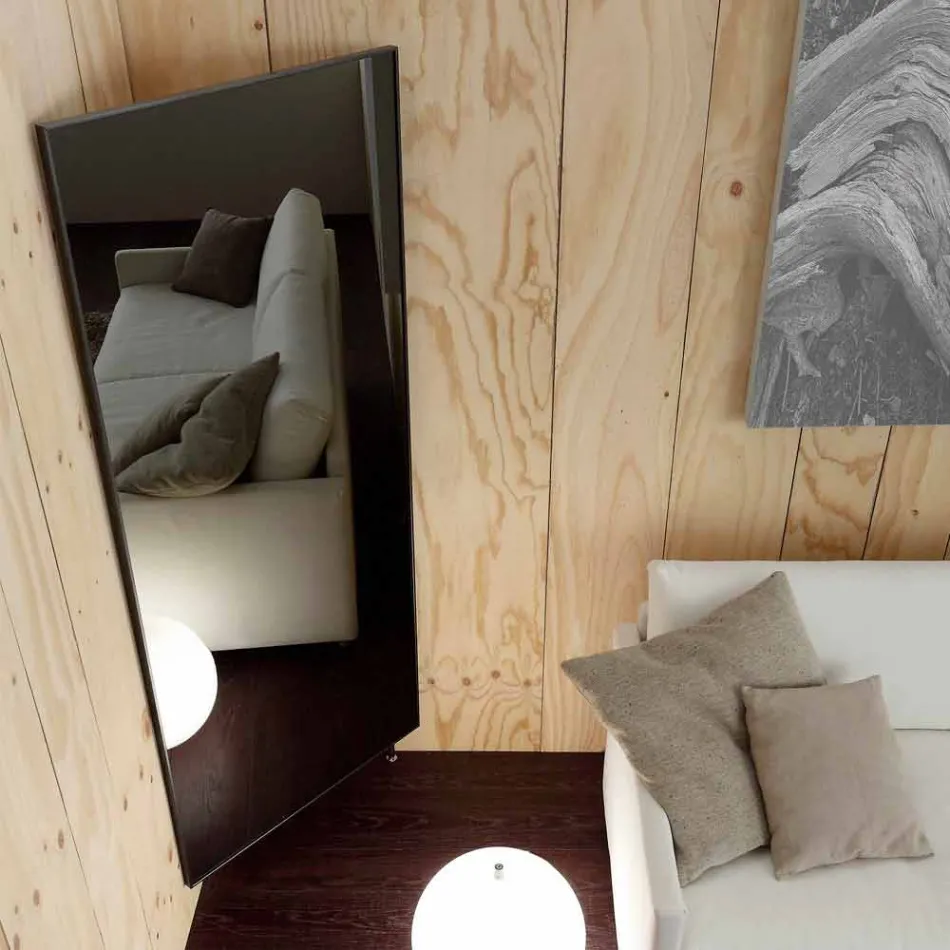 Espelho de parede com porta de abertura e cabides Made in Italy - Boro Viadurini