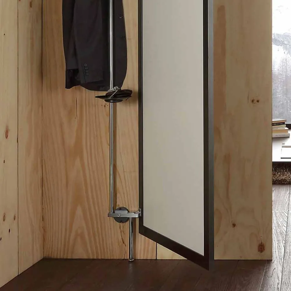 Espelho de parede com porta de abertura e cabides Made in Italy - Boro Viadurini