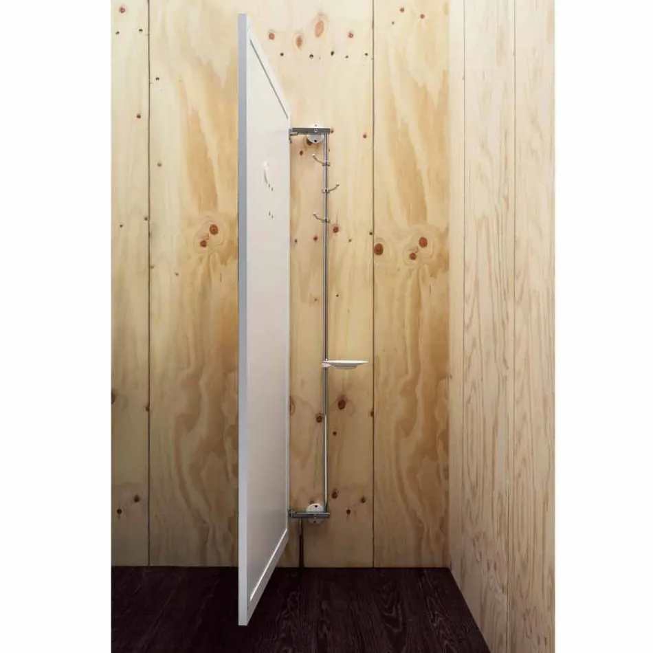 Espelho de parede com porta de abertura e cabides Made in Italy - Boro Viadurini