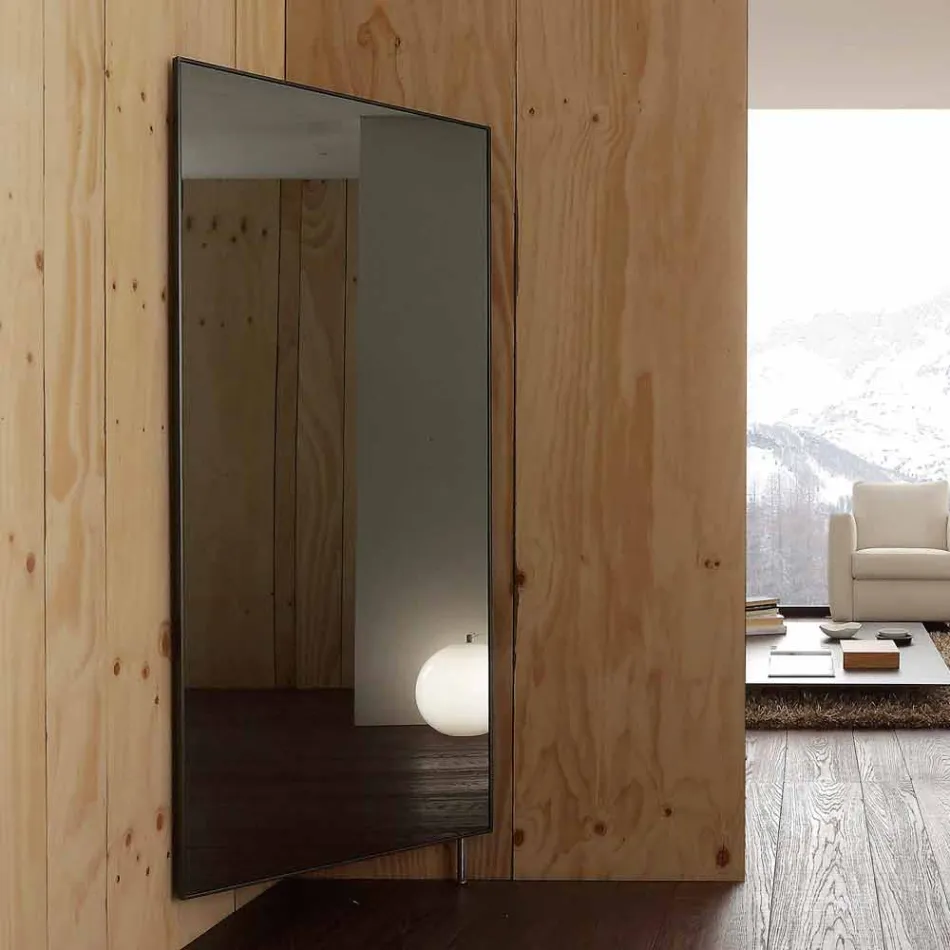 Espelho de parede com porta de abertura e cabides Made in Italy - Boro Viadurini