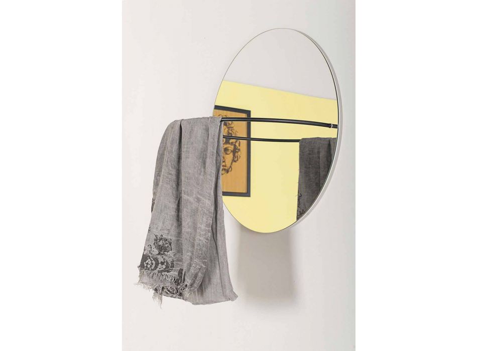 Espelho de parede com cabide de aço moderno Made in Italy - Chioccia Viadurini