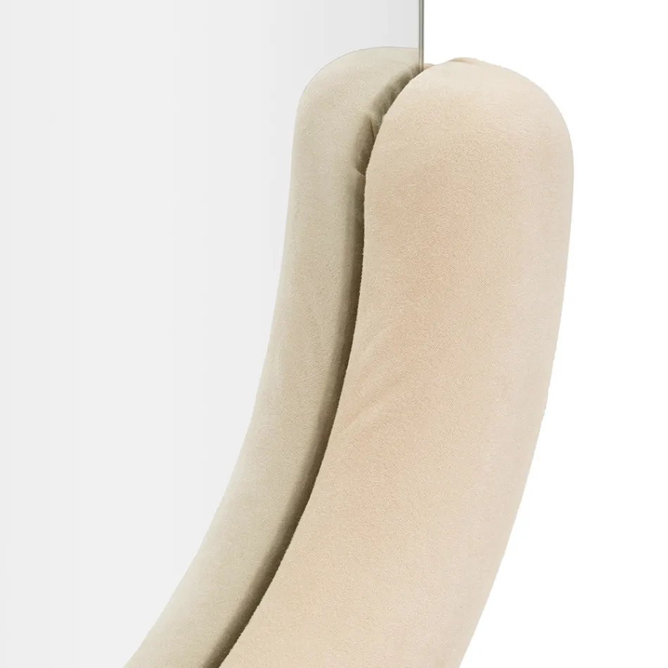 Espelho de Parede em Forma de C com Moldura em MDF Revestido em Veludo - Micheal Viadurini