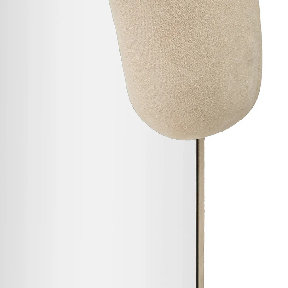 Espelho de Parede em Forma de C com Moldura em MDF Revestido em Veludo - Micheal Viadurini