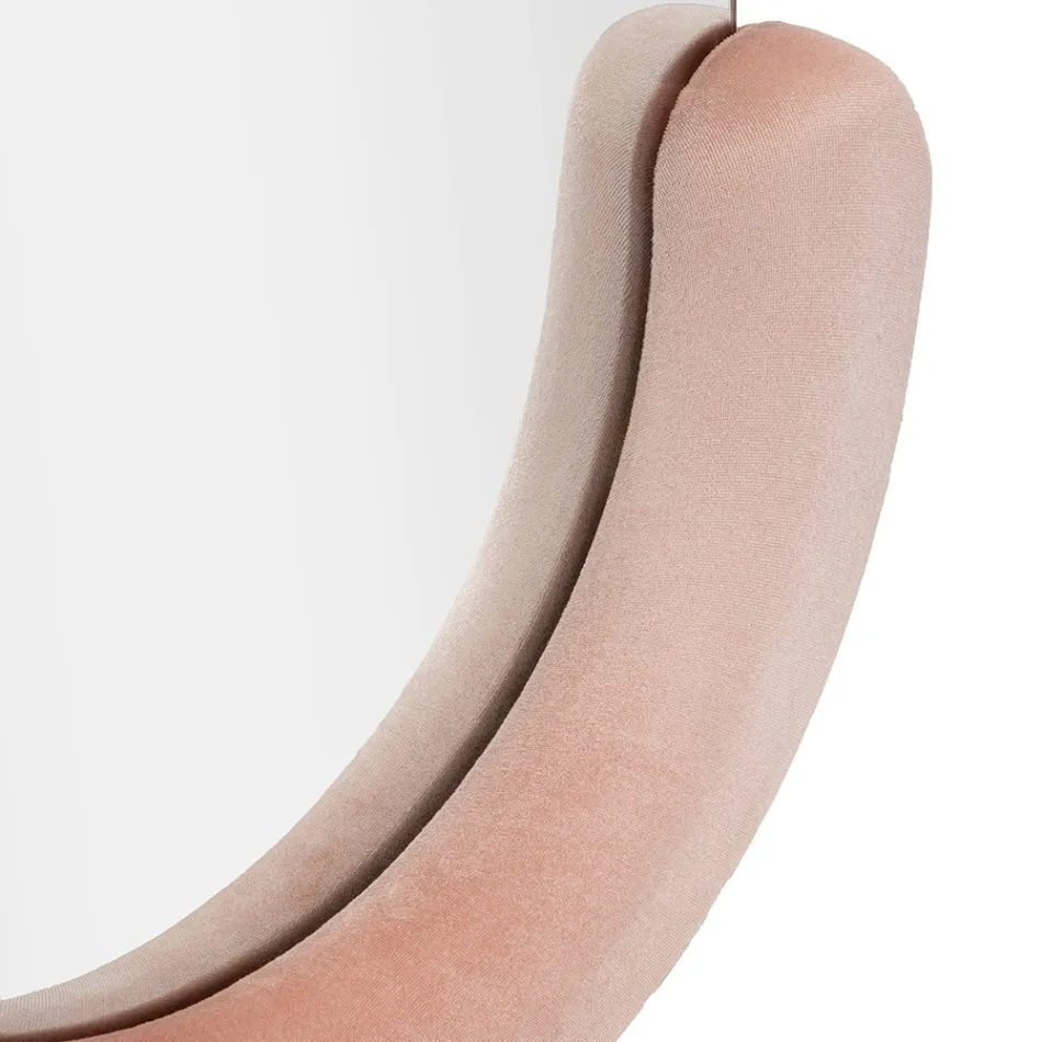 Espelho de Parede em Forma de C com Moldura em MDF Revestido em Veludo - Micheal Viadurini