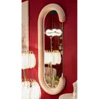 Espelho de Parede em Forma de C com Moldura em MDF Revestido em Veludo - Micheal Viadurini