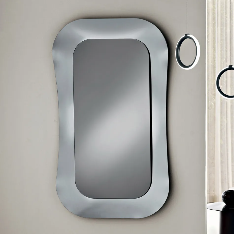 Espelho de parede com moldura em vidro fundido, fabricado na Itália - Adored Viadurini