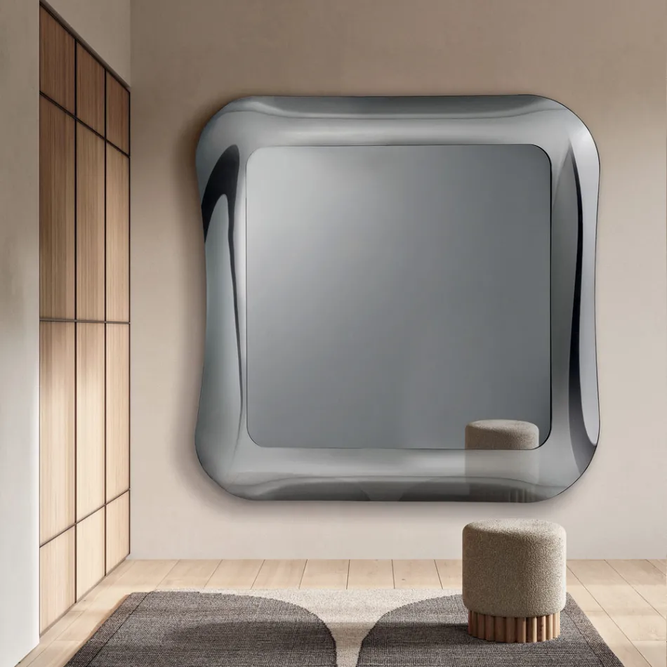 Espelho de parede com moldura em vidro fundido, fabricado na Itália - Adored Viadurini