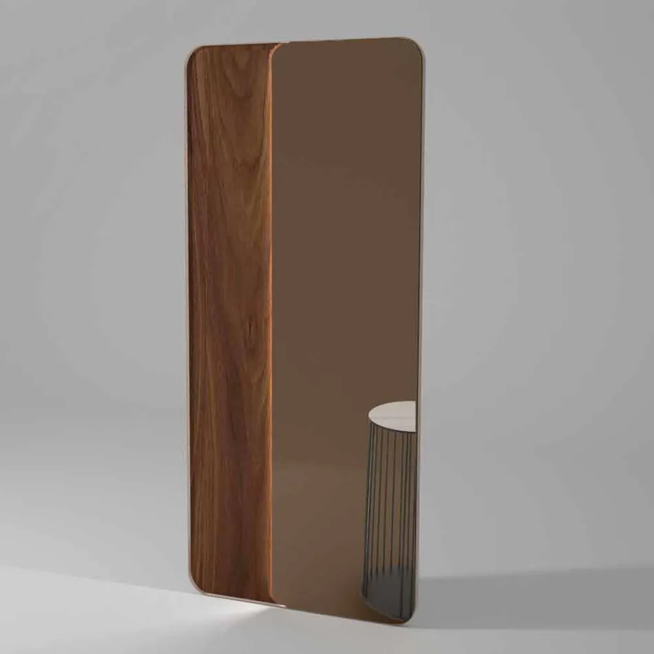 Espelho de parede com pastilha de madeira ou cerâmica Made in Italy - Montecarlo Viadurini