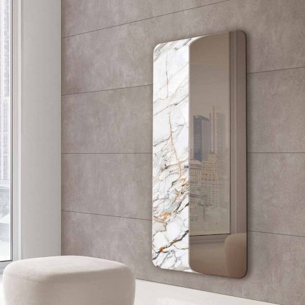 Espelho de parede com pastilha de madeira ou cerâmica Made in Italy - Montecarlo Viadurini