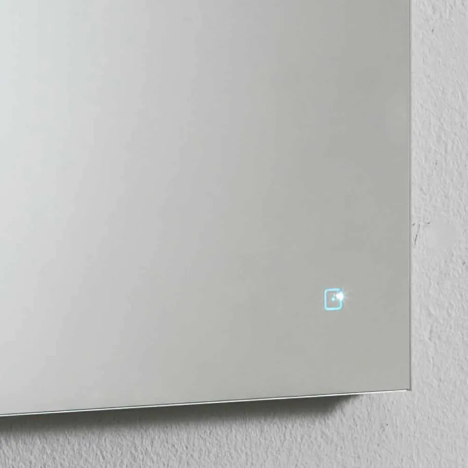 Espelho de Parede com Luz Integrada em Aço Inox Made in Italy - Tuccio Viadurini