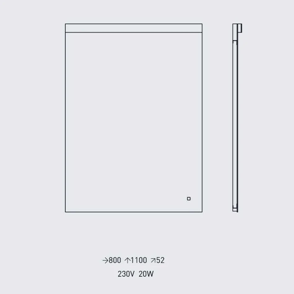 Espelho de Parede com Luz Integrada em Aço Inox Made in Italy - Tuccio Viadurini