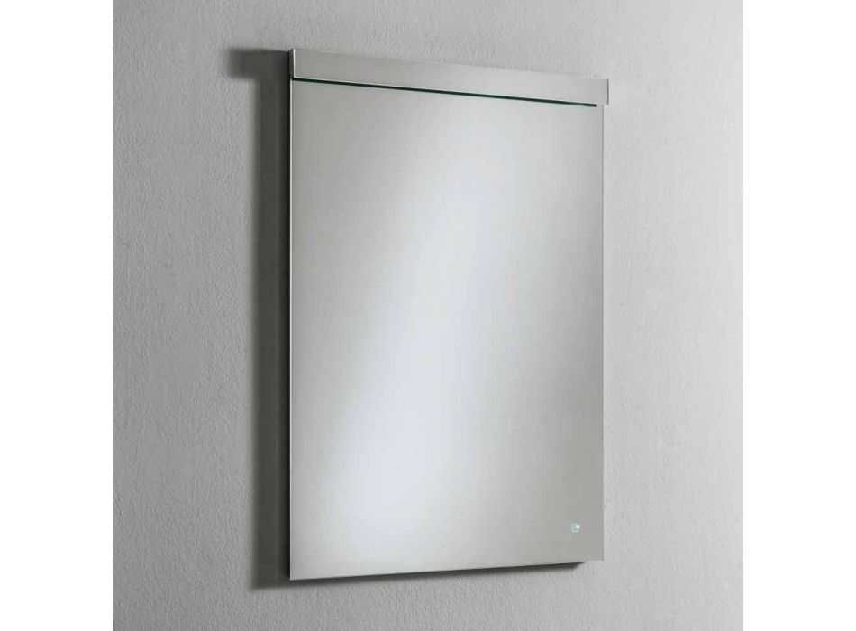 Espelho de Parede com Luz Integrada em Aço Inox Made in Italy - Tuccio Viadurini