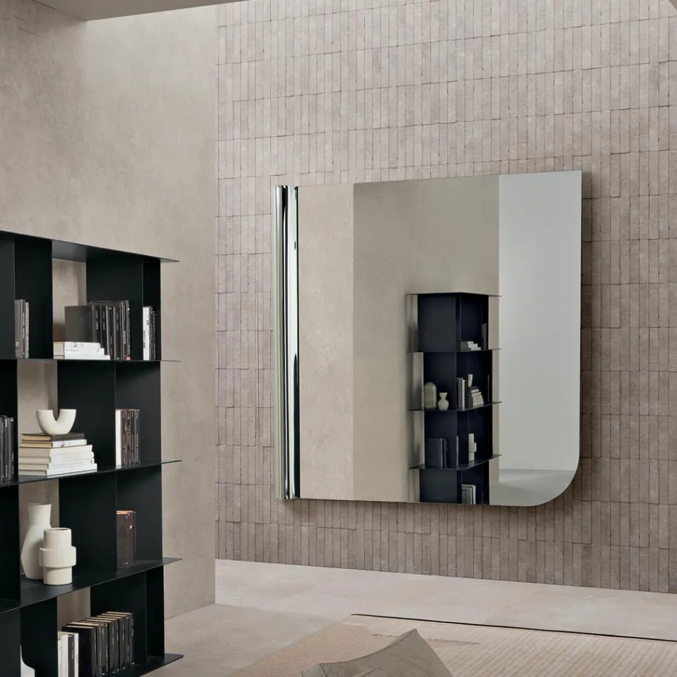 Espelho de parede Beniamina com lateral ondulada, fabricado na Itália. Viadurini