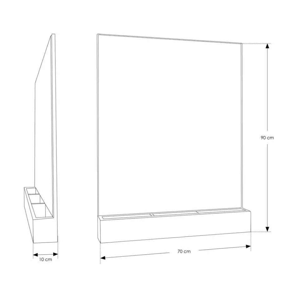 Espelho de Parede com Estrutura e Compartimento de Arrumação em Madeira Teca - Palima Viadurini