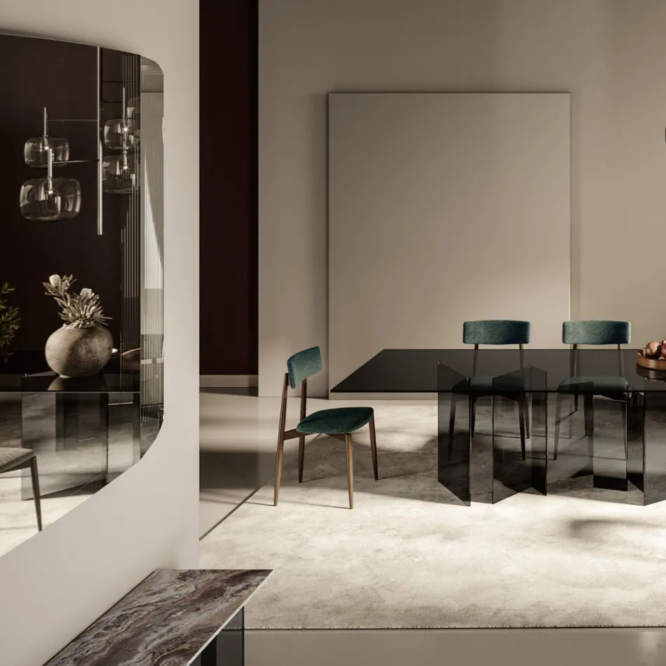 Espelho de parede com estrutura em madeira pintada de preto fabricado na Itália - Arya Viadurini