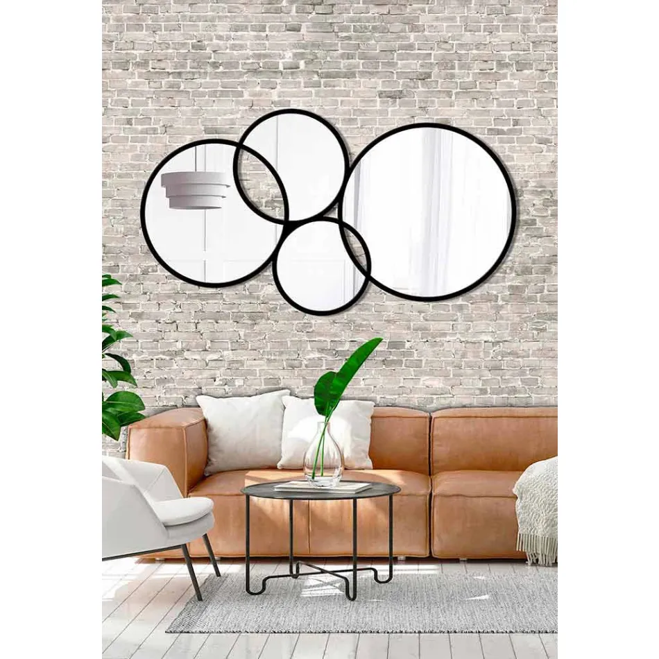 Acabamento Colorido Espelho Design Moderno em Forma de Anel - Síntese Viadurini