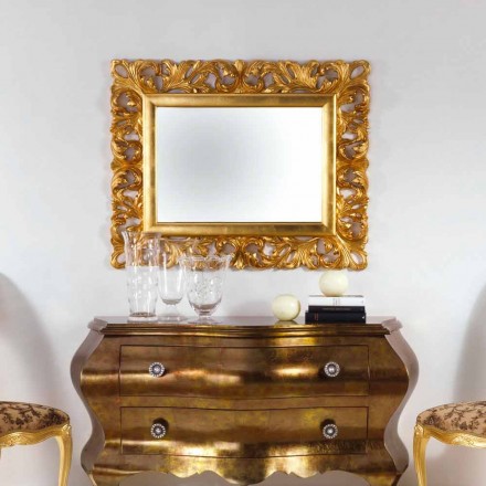 Espelho de parede design com acabamento em folha de ouro Gudin, 108x87 cm Viadurini