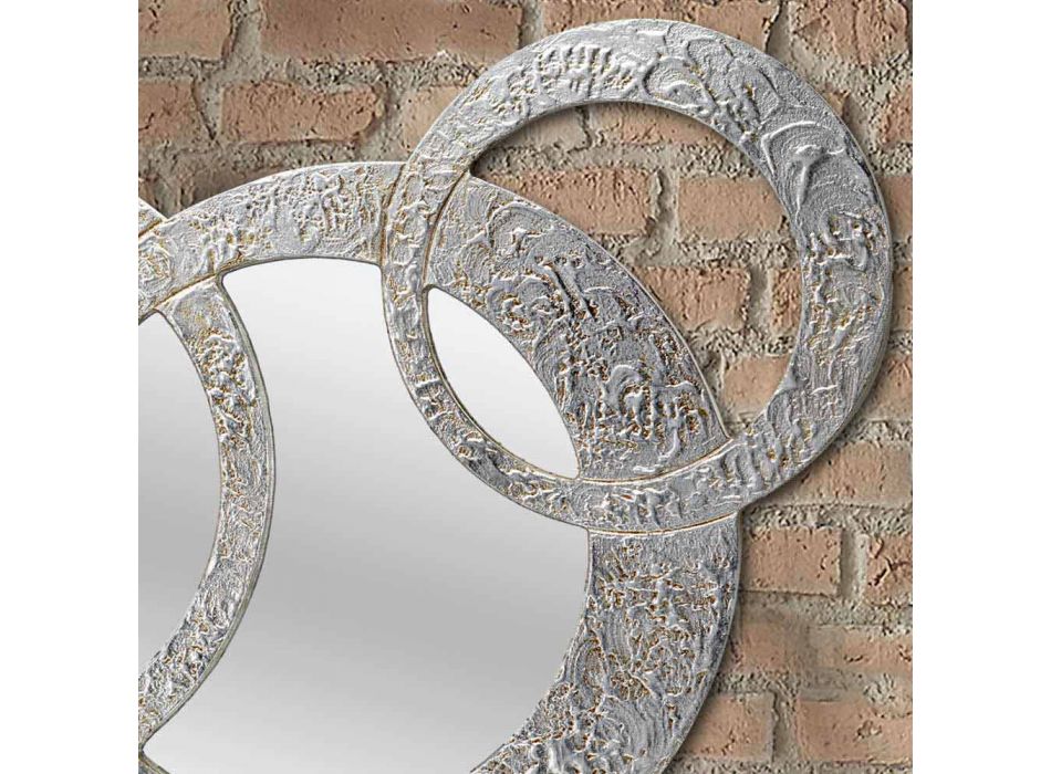 Espelho de parede design em folha de prata feita na Itália Cortina Viadurini