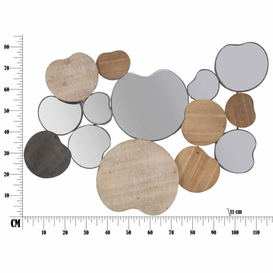 Espelho de Parede Design Moderno em Madeira e Ferro - Ortensio Viadurini