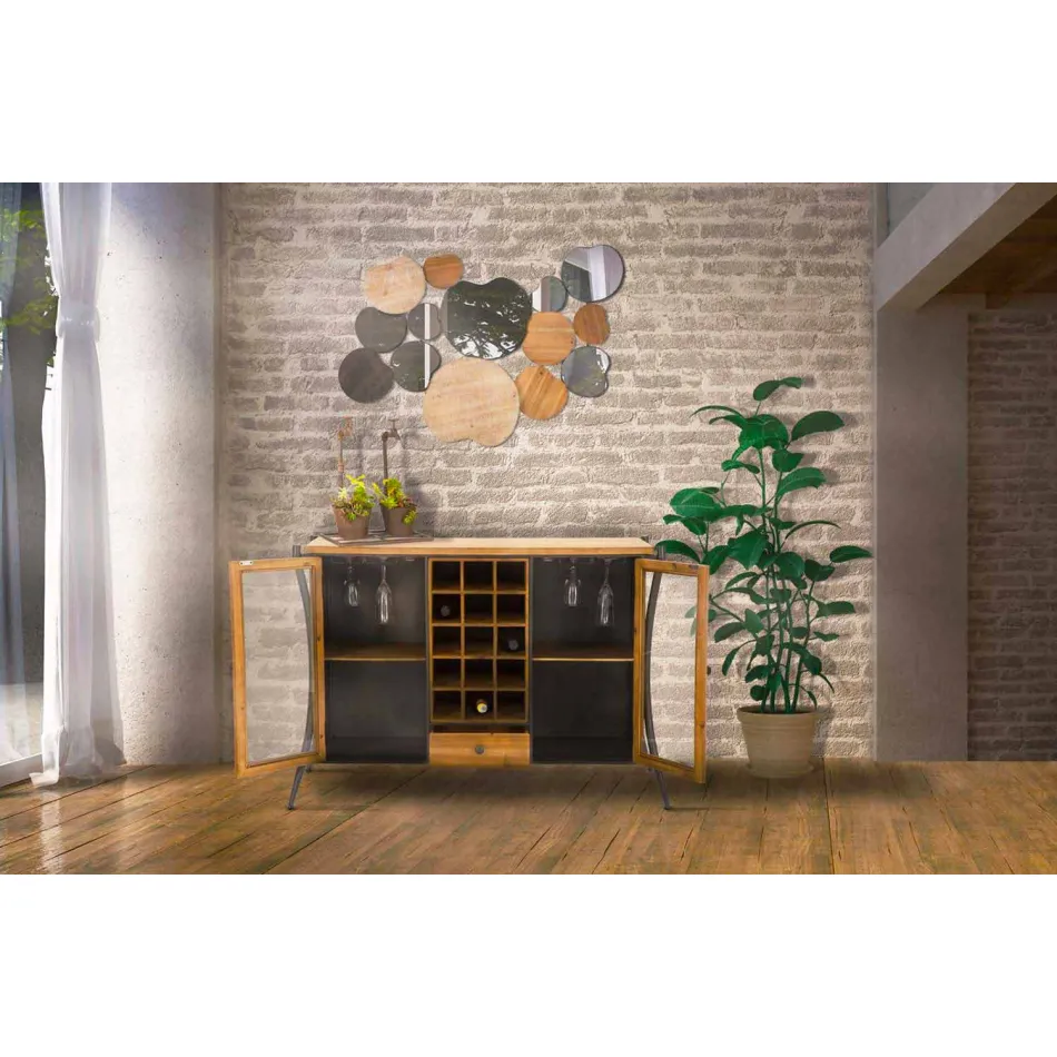 Espelho de Parede Design Moderno em Madeira e Ferro - Ortensio Viadurini