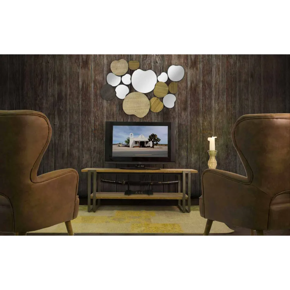 Espelho de Parede Design Moderno em Madeira e Ferro - Ortensio Viadurini