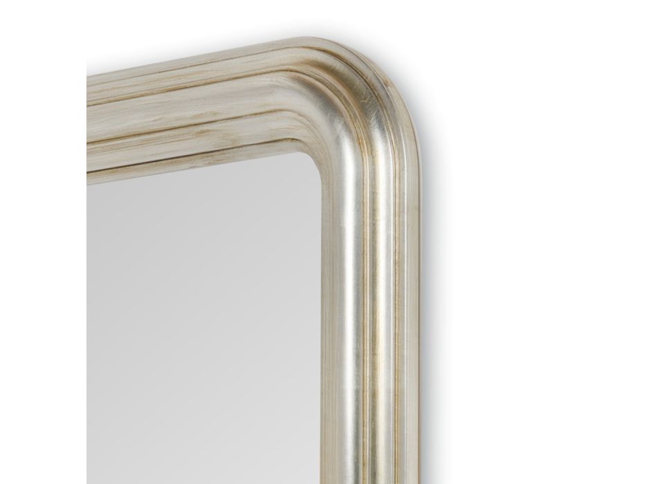 Espelho de Parede em Madeira com Acabamento Folha de Prata Made in Italy - Navona Viadurini