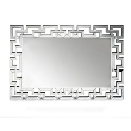 Espelho de Parede em Mdf e Vidro Prateado com Moldura - Avolo Viadurini