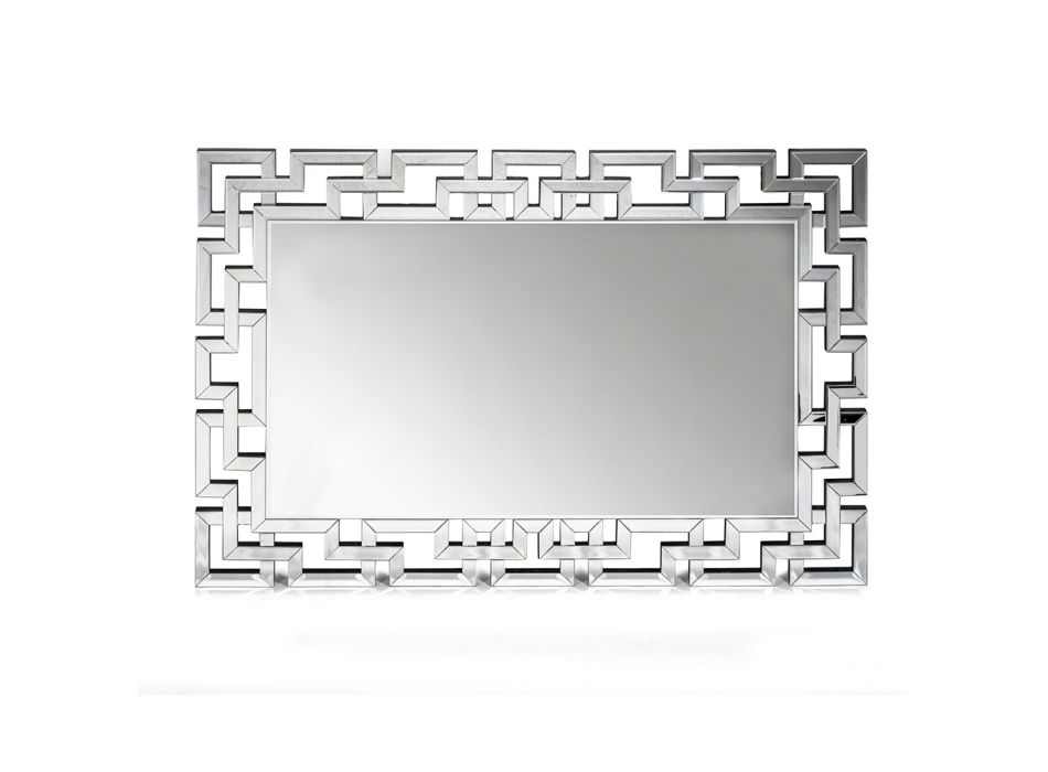 Espelho de Parede em Mdf e Vidro Prateado com Moldura - Avolo Viadurini