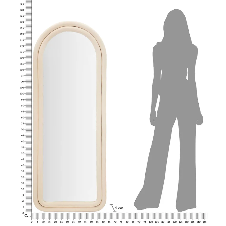 Espelho de parede em MDF revestido de veludo com tampo arqueado - Jessica Viadurini